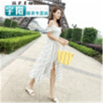 

Is fire dress female 2018 new Korean version irregular gentle wind strapless strap chiffon skirt