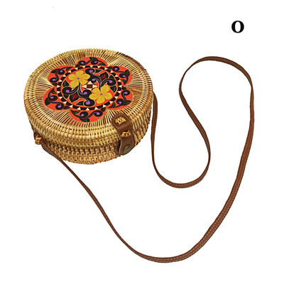 

Women Fashion Handmade Woven Round Straw Bags Summer Beach Style Handbags Bohemian Rattan Crossbody Bags Beach Circular Bags