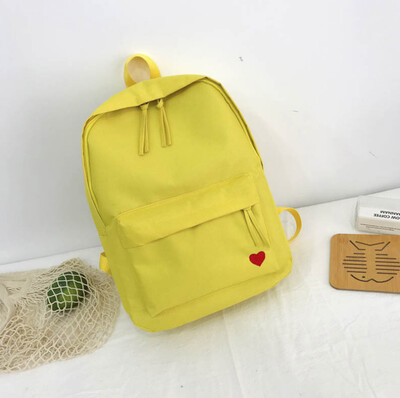

Fashion Women Solid Color Canvas Capacity Student Backpack Travel Couple Bag