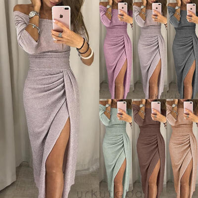 

Women&39s Off Shoulder Long Sleeve Bodycon Evening Cocktail Party Long Dress