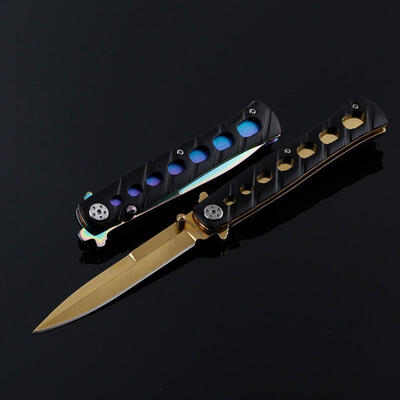 

Outdoor Exquisite Folding Knife Ornamental Knife Aluminium Steel Handle Legged Knife