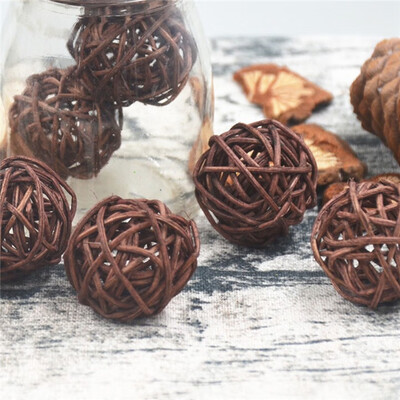 

10Pcslot 3cm Artificial Straw Ball For Birthday Party Wedding Decoration Rattan ball Christmas Decor Home Ornament Supplies
