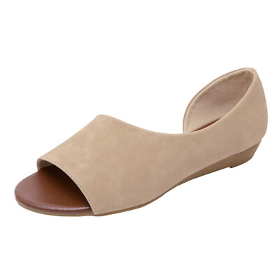 

Rose Womens Sandals Beach Shoes Fish Mouth Wedges Sandals Flat Peep Toe Slip-on Shoe