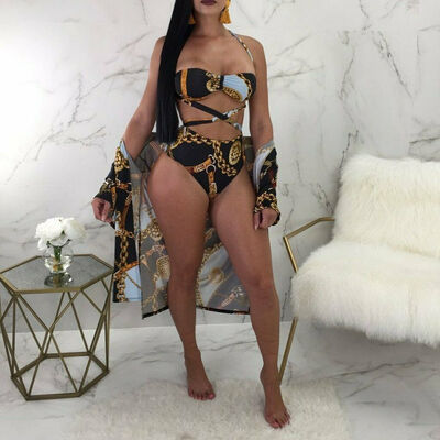 

Women High Waist Push-up Padded Bra Bandage Bikini Set Swimsuit Swimwear Bathing