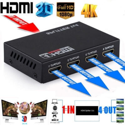 

Full HD HDMI Splitter 4 Port Hub Repeater Amplifier v14 3D 1080p 1 in 4 out