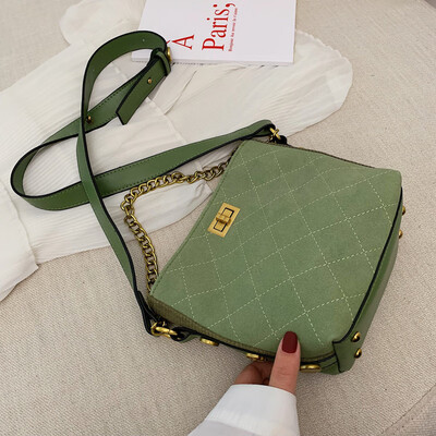 

Small bag women 2019 autumn new Korean Lingge chain bucket bag fashion Joker shoulder Messenger bag