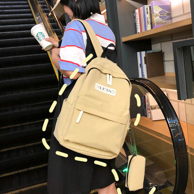 

Ins schoolbag female Korean high school ancient feeling girl student backpack simple Mori campus solid color backpack