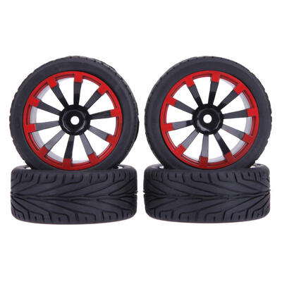 

4pcs Flat Running Tyre Rubber Wheel RC Car Part Fit for 110 HSP HPI Redcat