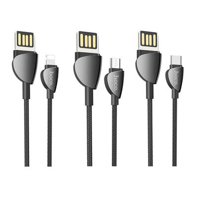 

HOCO U62 12m USB To Lightning Type-C Micro USB Nylon Braided Data Charging Cable Stylish Slender Cell Phone Cable-Lightning