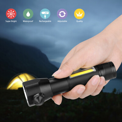

Saidsome Multifunction LED Flashlight USB Rechargeable Emergency Torch For Camping Fashin flashlight lamp
