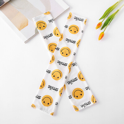 

New digital printing sunscreen grid ice silk sleeves female cartoon outdoor riding travel ice sleeve women factory wholesale