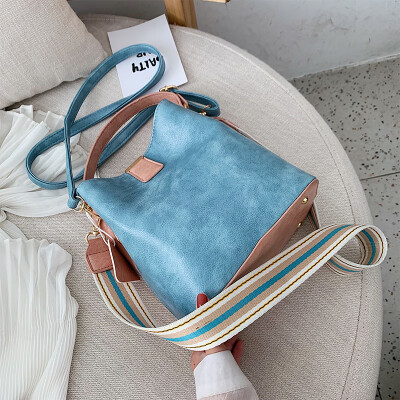 

Chic leisure broadband small bag fashion small fresh contrast color handbag new 2019 slung womens bag bucket bag