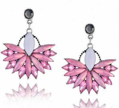 

Best lady 2017 New Colorful Flower Big Brand Design Luxury Starburst Pendant Crystal Stud Gem Statement Earrings Jewelry