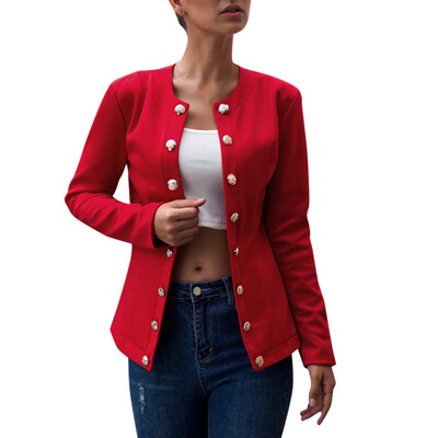 

Toponeto Women Daily Double-breasted Blazer Long Sleeve Jacket Ladies Office Wear Coat