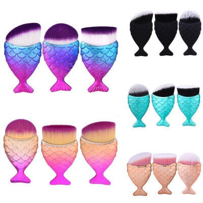 

New Arrival Cosmetic Mermaid Fish Scale Makeup Brush Fishtail Foundation Powder Brush Gifts For Women Fashion Design