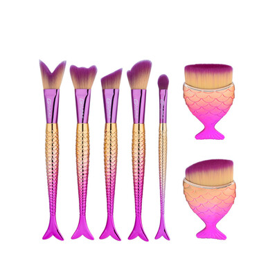 

Toponeto 7PCS Fish Scale Brush Fishtail Bottom Brush Powder Blush Makeup Cosmetic Brush