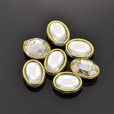 

Sew on Taiwan Acrylic Garment Accessories Oval Clear 11x9x6mm Hole 1mm