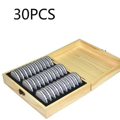 

Pine Wood Coin Holder Wooden Coins Storage Box for Collectible Commemorative Coin with 20pcs Capsules Accommodate