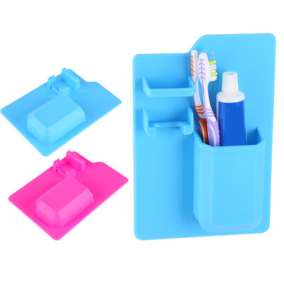 

Bathroom Toothbrush HolderSilicone Toothbrush Toothpaste Razor Holder Bathroom Organizer Storage Rack BasketsToothbrush Holder