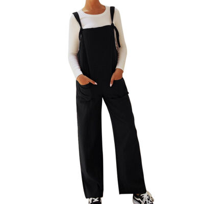 

Womens Linen Jumpsuits Overalls With Pockets Vintage Harem Pants