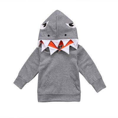 

Cartoon Shark Design Hoodie Cute Hooded Pullover Casual Top for Baby Girls Boys