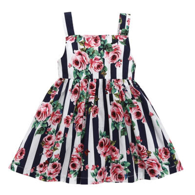 

Cute Summer Floral Print Sling Dress Baby Girls Princess A-line Dresses