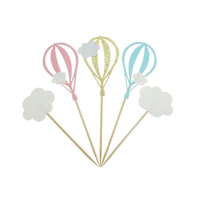 

FUNYYBUNNY White Cloud Hot Air Balloon Cake Cupcake Toppers for Birthday Wedding Baby Shower Decoration Cake Topper