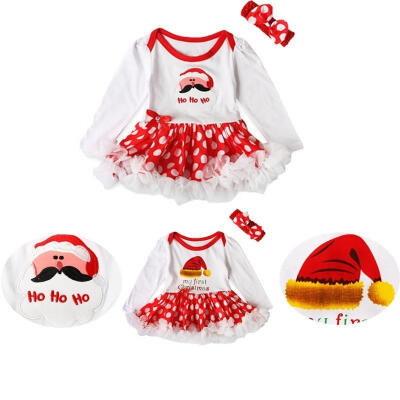 

2PCS Set Newborn Baby Girl Christmas Romper Tutu Dress Costume Outfit Headdress