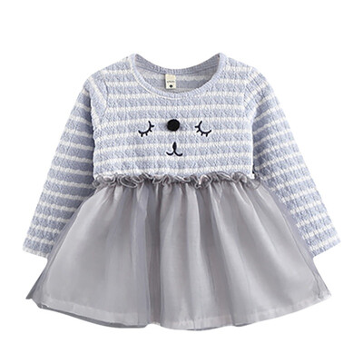 

Autumn Winter Baby Girl Dress Long Sleeve Striped Cute Ball Gown Dresses Vestidos