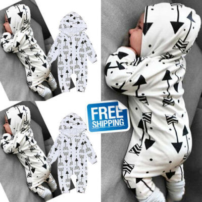 

New Newborn Baby Infant Boy Girl Romper Hooded Jumpsuit Bodysuit Outfits Clothes