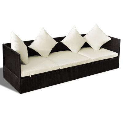 

Outdoor Sofa with Cushion & Pillow Poly Rattan Brown