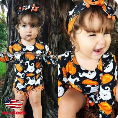 

Halloween Newborn Baby Boy Girl Romper Jumpsuit Bodysuit Headband Outfits