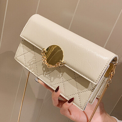 

Female 2019 new ins new foreign style fashion small square bag Korean Ling lattice chain shoulder Messenger bag