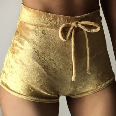 

6 Colors -XL Women Velvet Drawstring Shorts Casual High Waist Autumn Winter Sexy Elegant Skinny Shorts