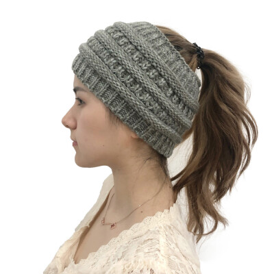 

Tailored Women Fashion Outdoor Solid Splice Hats Crochet Knit Holey Beanie Cap Headband