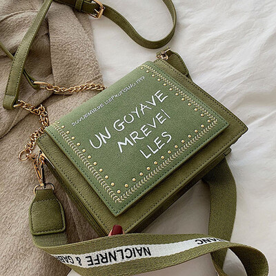 

North bag casual retro bag 2019 new Korean fashion Joker rivet broadband shoulder slung small square bag