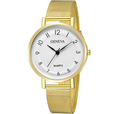 

2019 GENEVA Watch Women Clock Mesh Band Stainless Steel Analog Quartz Wristwatch Luxury Silver Black Watches Montre Femme