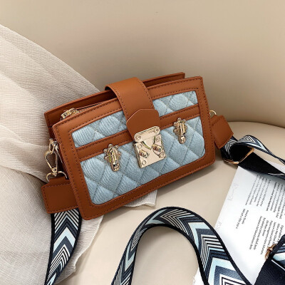 

Girls small bag new Korean fashion contrast color shoulder Messenger bag wide shoulder strap small square bag