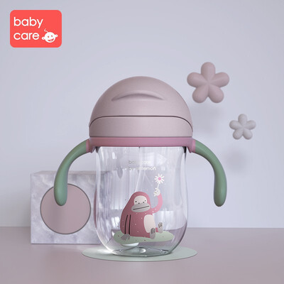 

Babycare Baby Water Bottle Infant Feeding Cartoon Gravity Ball Cup Flip Lid Leak Proof Training Handle Straw Drink Bottle 360ML
