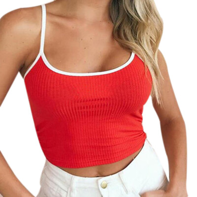 

Nomeni Women Sexy Adjustable Shoulder Straps Round Neck Sleeveless Crop Top