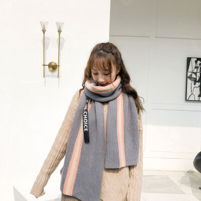 

Korean soft sister sweet knitted ribbon scarf autumn&winter wool thickening warm collar female students long scarf