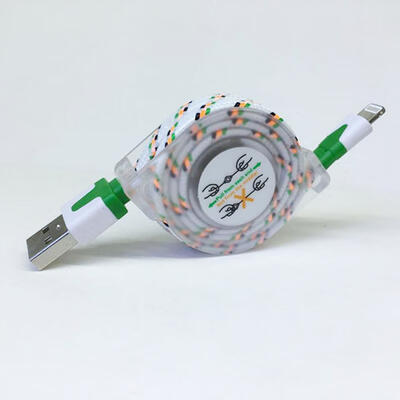 

Retractable Lightning Charge Cord Nylon Braided Charging And Syncing Cable-1m