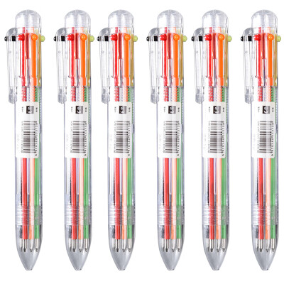 

Zhengcai ZNCI 6 color ballpoint pen multicolor personality creative student stationery transparent pen multifunction press color pen 2 stick 3119