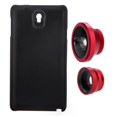 

3-in-1 Phone Photo Lens 180° Fisheye 067X Wide Angle 10X Macro Set with Case for Samsung Galaxy Note3