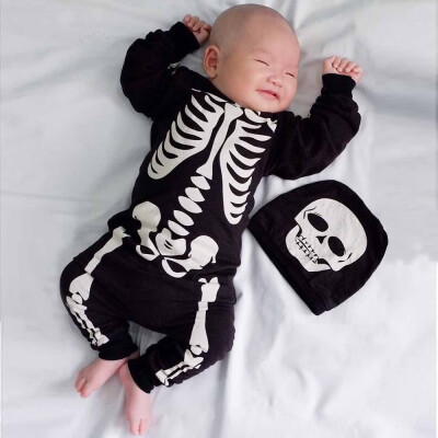 

Newborn Baby Boys Girls Halloween Bone Print Romper JumpsuitSet Outfits Clothes