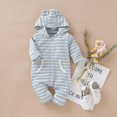 

UK Newborn Baby Boy Girl Stripe Romper Bodysuit Jumpsuit Playsuit Outfit Clothes