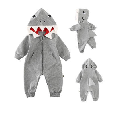 

Newbon Infant Baby Boy Girl Romper Bodysuit Jumpsuit Shark Outfits Costume 0-24M