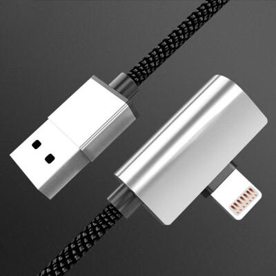 

USB To Dual Side Plug Lightning Angled Male Female 3A Fast Charging Data Audio Cable For IPHONE 7 8 X-12m