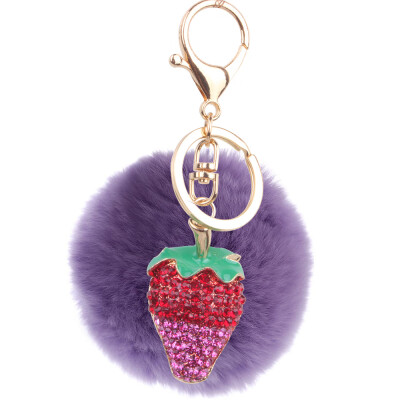 

Plush 8CM Rex Rabbit Hair Ball Strawberry Keychain Lovers Key Chain Mobile Phone Bags Hanging Wholesale