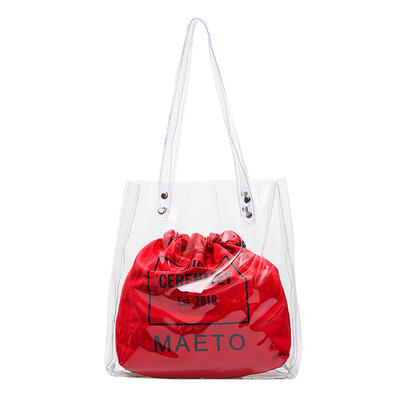 

2pcsset Transparent Shoulder Handbags Women Drawstring Top-handle Totes
